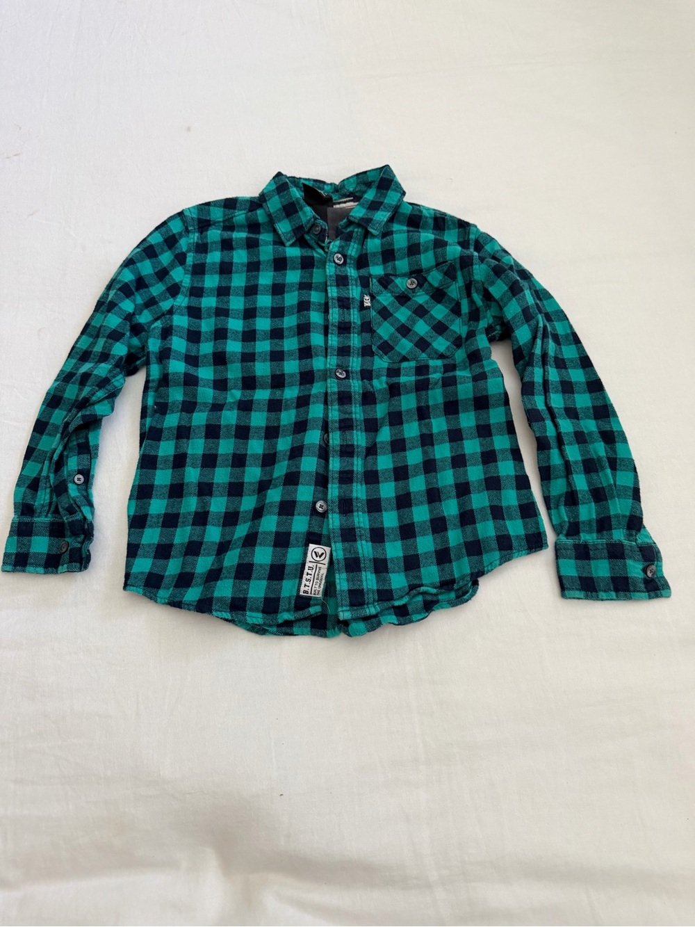 Shaun White Teal and Black Plaid Flannel Shirt